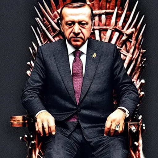 Image similar to photo of Recep Tayyip Erdoğan sitting on the iron throne, HD