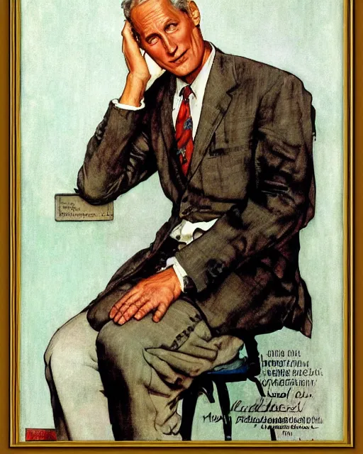 Prompt: portrait of paul newman by norman rockwell