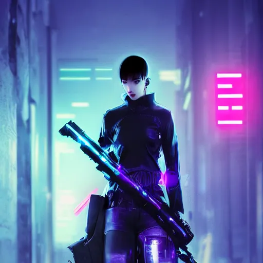 Image similar to high fashion poster clothing design photographic, majiec kuciara, cyberpunk blade runner, volumetric light, floodlight, ambient, street, dark, neon lights, artstation, high contrast, 4 k detailed