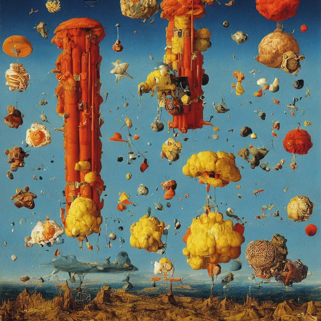 Prompt: a single! colorful! ( astronaut ) fungus tower! clear empty sky, a high contrast!! ultradetailed photorealistic painting by jan van eyck, audubon, rene magritte, agnes pelton, max ernst, walton ford, andreas achenbach, ernst haeckel, hard lighting, masterpiece