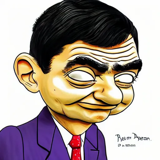 Prompt: Mr. bean in the style of The Simpsons, highly-detailed illustration