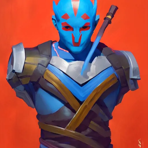 Image similar to greg manchess portrait painting of partially armored yondu udonta as overwatch character, medium shot, asymmetrical, profile picture, organic painting, sunny day, matte painting, bold shapes, hard edges, street art, trending on artstation, by huang guangjian and gil elvgren and sachin teng