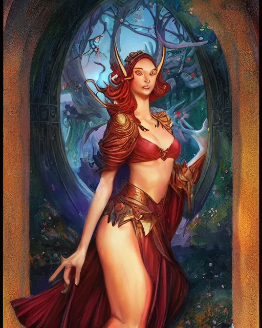 Image similar to a beautiful elf princess by julie bell, Ross Tran, Michael Whelan and Edgar Maxence