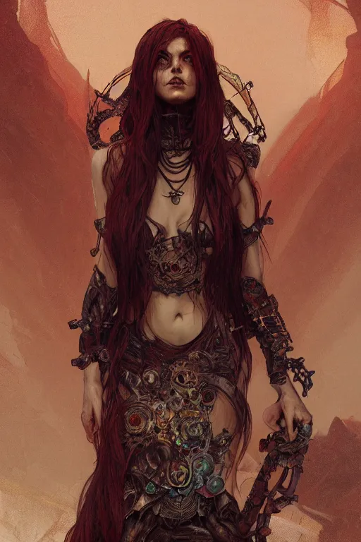 Image similar to a full body portrait of a beautiful post apocalyptic offworld nordic necromancer reposed by the magma pits, intricate, elegant, highly detailed, digital painting, artstation, concept art, smooth, sharp focus, illustration, art by krenz cushart and artem demura and alphonse mucha