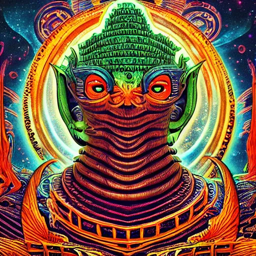 Prompt: cthulu, pharaoh, dmt, outspace background