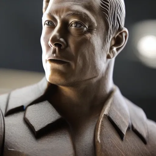 Prompt: wood elon musk statue, intricate, highly detailed, 8 k, high definition