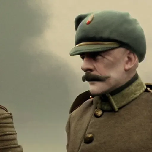 Prompt: movie scene jeremy corbin in ww 1 russian soldiers uniform, photorealistic, highly detailed 8 k