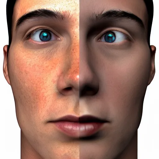 Prompt: human face as broken 3 d meshes