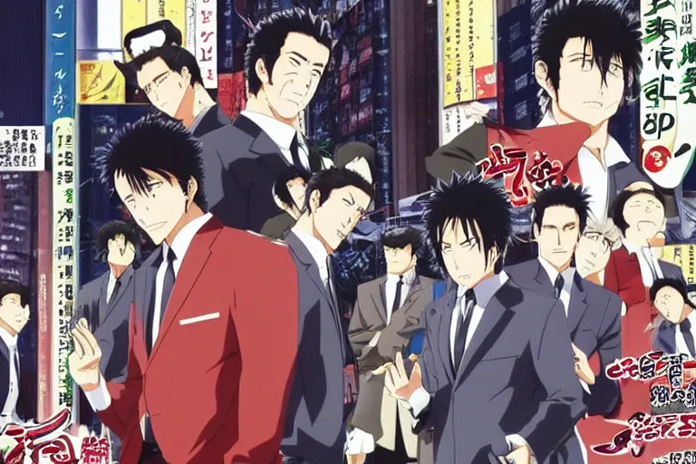 Prompt: japanese anime remake of Reservoir Dogs, still capture