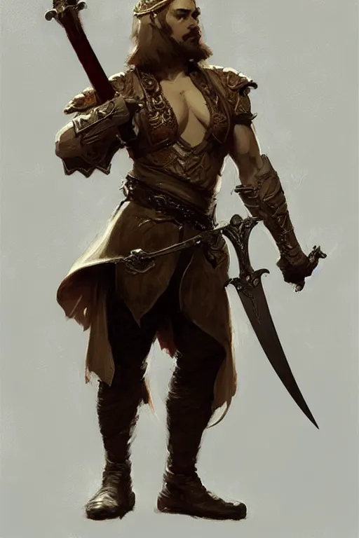 Image similar to a character from a video game holding a sword, concept art by senior character artist, artstation contest winner, furry art, official art, concept art, artstation hd, painting by gaston bussiere, craig mullins, j. c. leyendecker, tom of finland