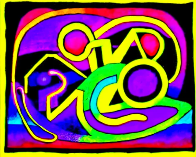 Image similar to Layered colorful magic spells in guernica style. Neon geometric inks artwork. Elemental envelopment of the arcane master mage's ritual