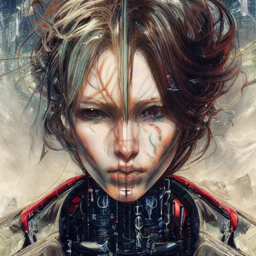 Prompt: a portrait of a character in a scenic environment by ayami kojima, hyperdetailed, cyberpunk, cool, cybernetically enhanced, trending on artstation