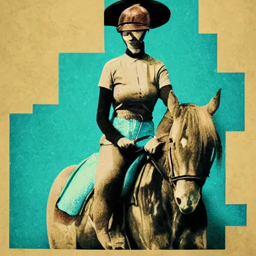 Image similar to woman on horse collage by jesse treece