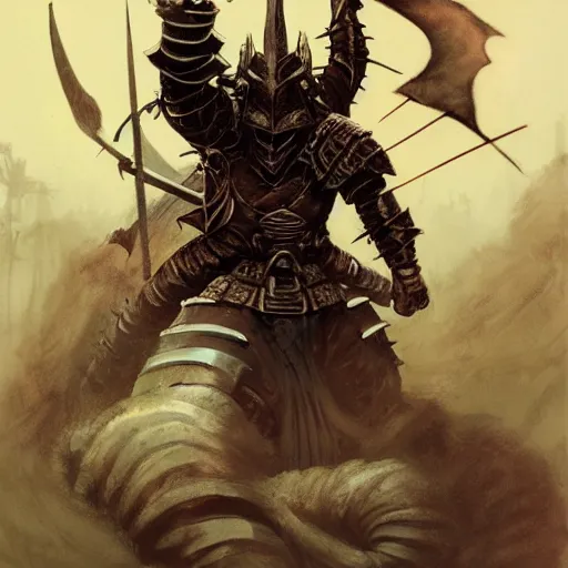 Prompt: quarter length portrait of an armored samurai hobgoblin, d & d, fantasy, greg rutkowski, frank frazetta, alexandre chaudret, boris vallejo, michael whelan, miro petrov, hr giger, magali villeneuve, donato giancola