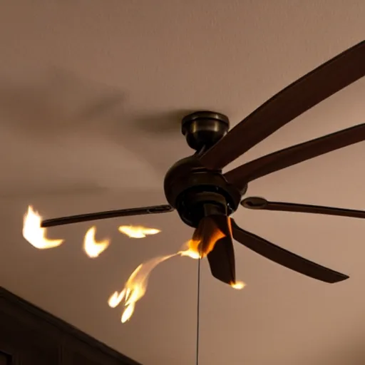 Image similar to a ceiling fan spinning on fire
