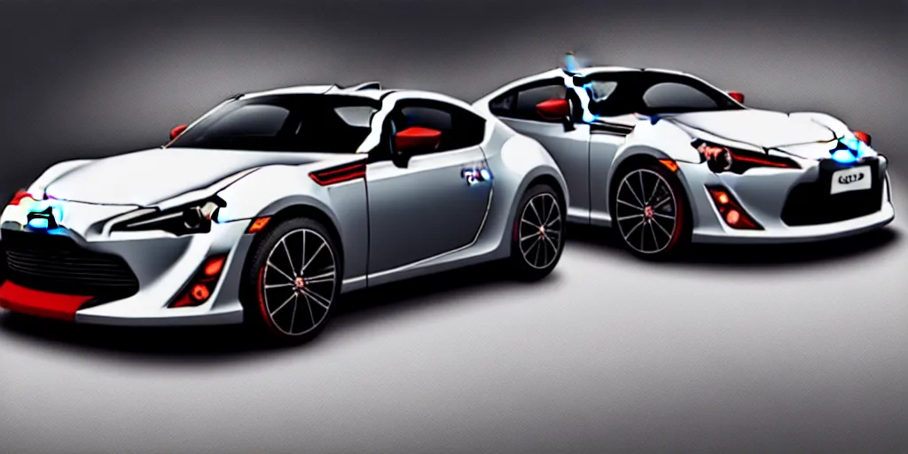 Prompt: merge the designs of Toyota gt86 2015 and Aston Martin 2022 as one car. No background, concept art style.