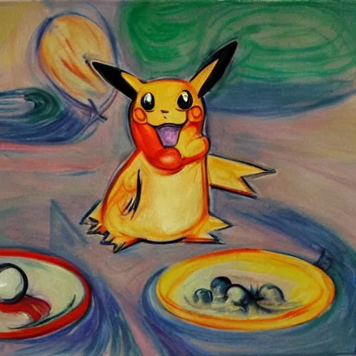 Image similar to Pokémon painting by Edvard Munch