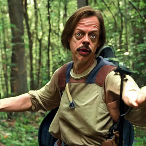 Image similar to Steve Buscemi as Dora the Explorer, set photography