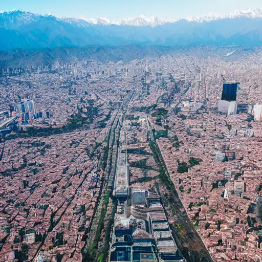 Image similar to santiago de chile, overhead drone shot