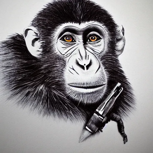 Image similar to monkey, Ballpoint pen art