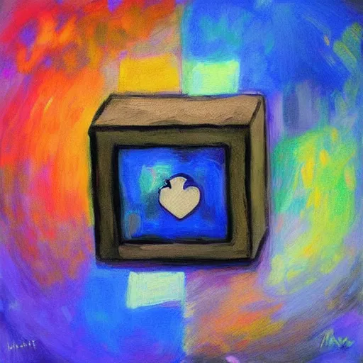 Prompt: beautiful painting of companion cube, art by monet