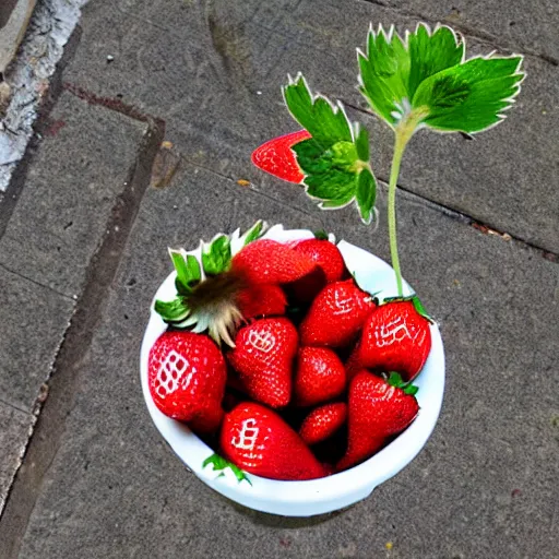 Image similar to photo of a blind ZOMBIE marsupial mole eating strawberries-W 1024