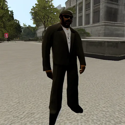 Image similar to gta sa in game screenshot, of a statue of big smoke