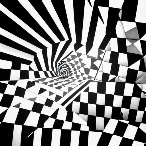 A black and white freemasonic chequered surrealist | Stable Diffusion ...