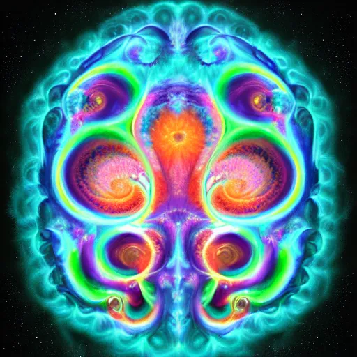 Prompt: cosmic fractal brain + fantasy portrait