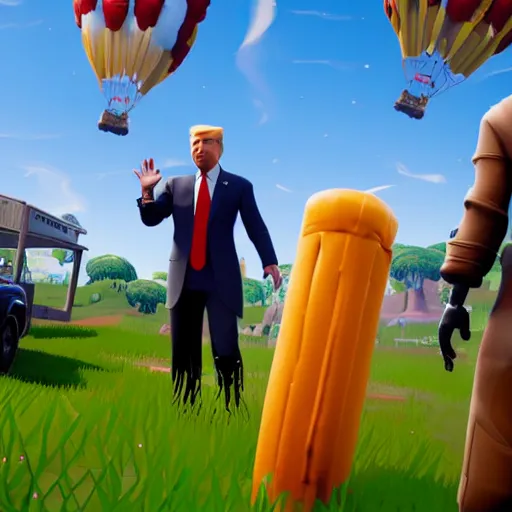 Prompt: Donald Trump in Fortnite, Gameplay Screenshot