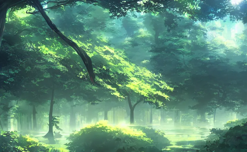 Image similar to amazon forest, anime scenery by Makoto Shinkai, digital art, 4k