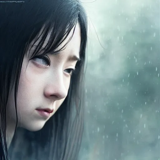 Image similar to hinata hyuga in real life, face centered portrait, Confident, fog, rain, volumetric lighting, beautiful, golden hour, sharp focus, ultra detailed, cgsociety by Leesha Hannigan, Ross Tran, Thierry Doizon, Kai Carpenter,Ignacio Fernández Ríos