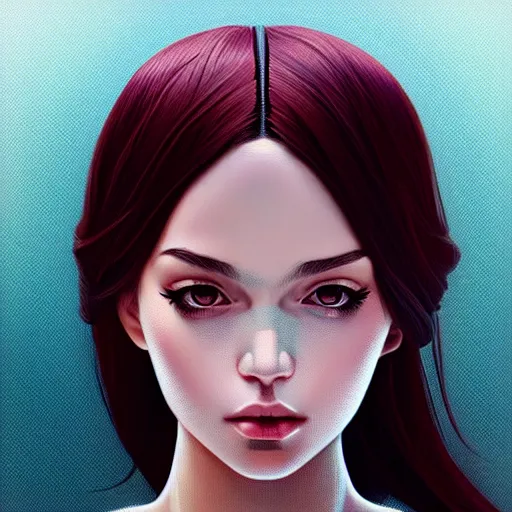 Image similar to portrait of beautiful girl with robot body by ilya kuvshinov, close up, portrait, cinematic, elegant, artstation, intricate, highly detailed, digital painting, artstation, concept art, sharp focus, illustration, cyberpunk, cgsociety, 8 k