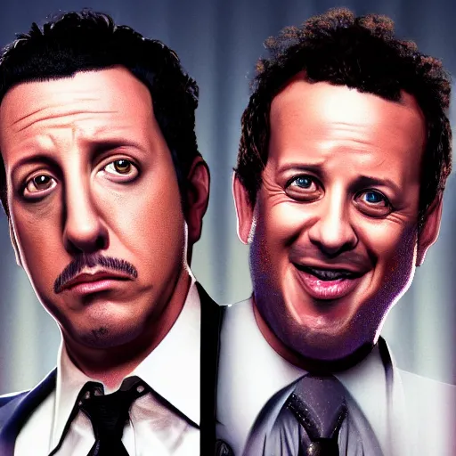 Prompt: portrait of Adam Sandler, Rob Schneider and Paulie Shore, Legion of doom, HD, 4K, trending on artstation, octane render