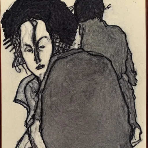 Prompt: charcoal drawing by egon schiele