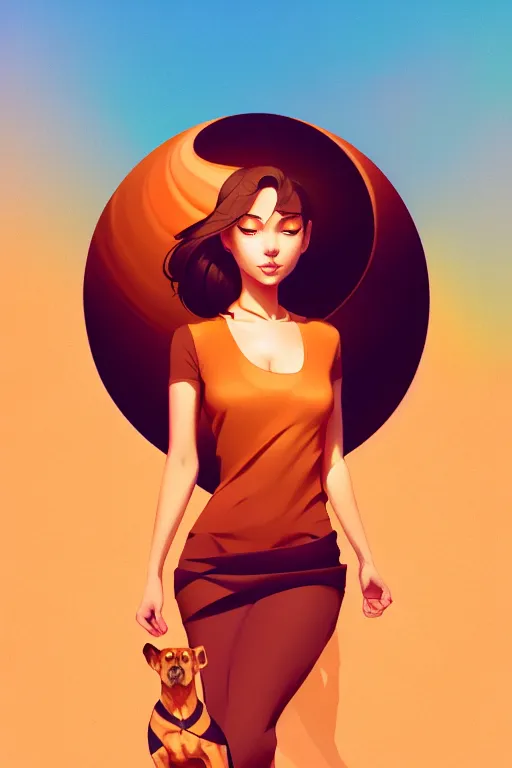 Image similar to smooth dog, desert colors, centered, median photoshop filter cutout vector behance hd by artgerm, jesper ejsing, by rhads, makoto shinkai and lois van baarle, ilya kuvshinov, rossdraws, illustration, art by ilya kuvshinov and gustav klimt