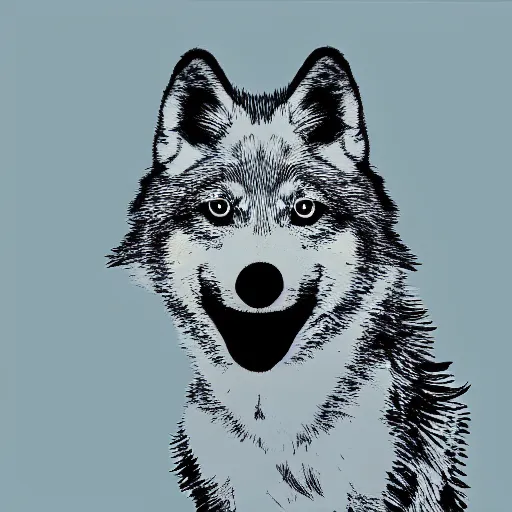 Image similar to retarded wolf portrait, andy warhol style
