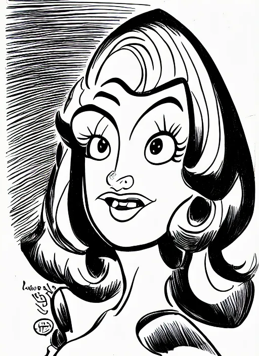 Image similar to closeup profile face line drawing of a girl by dan decarlo, bob clampett, bill ward, max fleischer