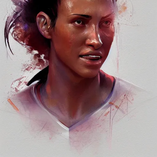 Image similar to painting of an woman basketball player, greg rutkowski, cg worker artstation