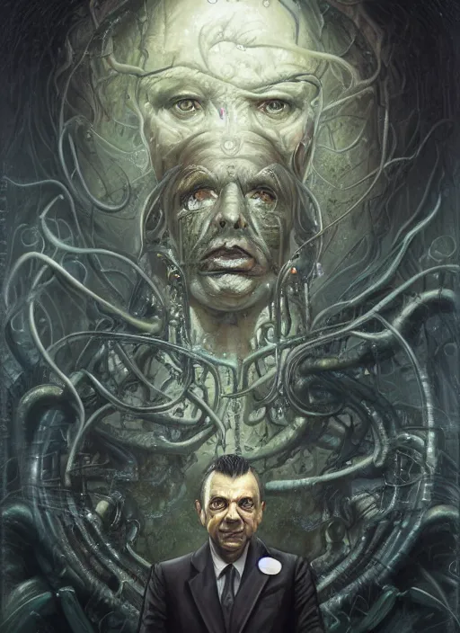 Image similar to lovecraft biopunk portrait of rowan sebastian atkinson by tomasz alen kopera and peter mohrbacher