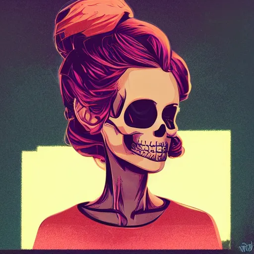 Image similar to portrait skull disney girl by petros afshar, tom whalen, laurie greasley, war face by greg rutkowski