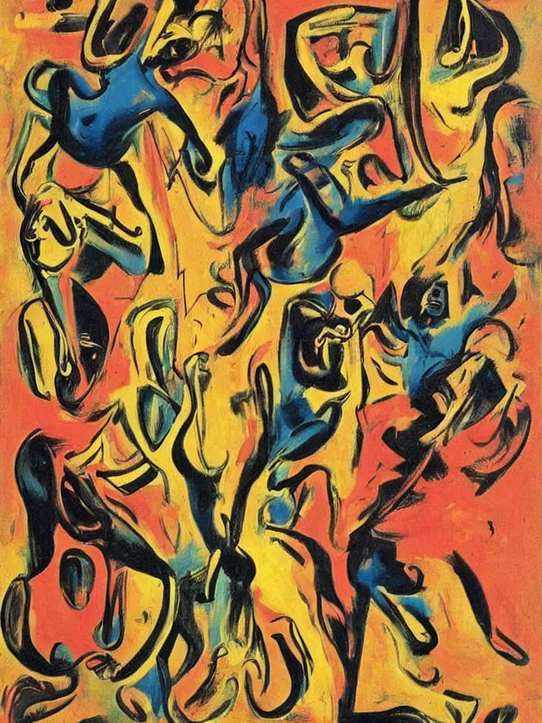 Image similar to surreal, tribal dance, art by willem de kooning, dali