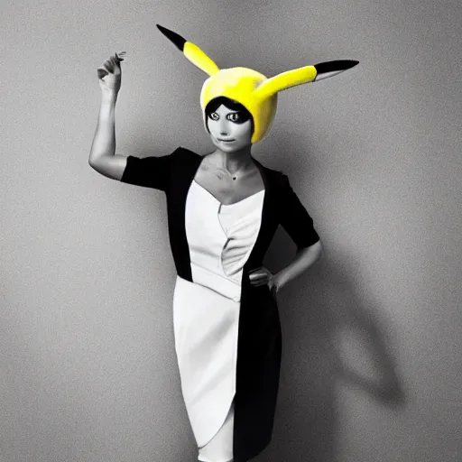 Prompt: elegant woman dressed up as pikachu, art photo by Annie Liebovitz and Alphonse Mucha, clean, sharp, smooth, glossy photo