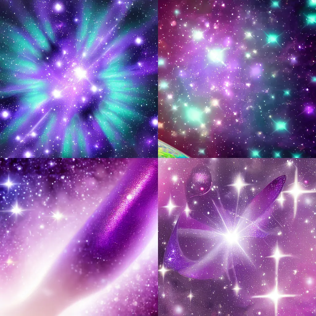Prompt: purple jewel glittering in space, 8k uhd render