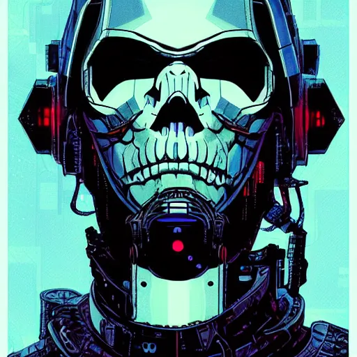 Prompt: portrait of a military cyberpunk Akira space pirate in concept armor cyborg skull details, a futuristic prototype oxygen intake helmet, sci-fi blue and black analogue interferences, style of Akira, by Abigail Larson + Alan Lee + Audrey Kawasaki + Giovanni-Piranesi + Winsor-McCay + Howard-Pyle, headshot, 8k vhs glitch, cinematic, sharp focus, smooth, sense of awe