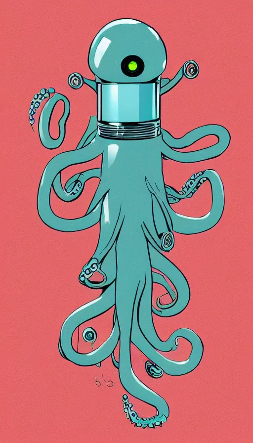 Image similar to 1 9 5 0 s retro future robot android octopus. muted colors.