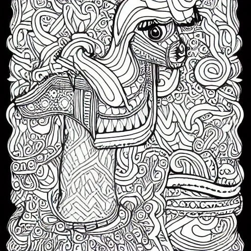 Prompt: coloring book of llamas, black and white, very detailed