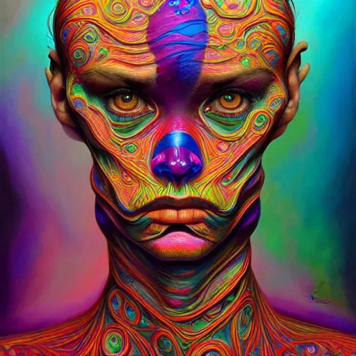 Image similar to An extremely psychedelic portrait, surreal, LSD, face, detailed, intricate, elegant, lithe, highly detailed, digital painting, artstation, concept art, smooth, sharp focus, illustration, art by Jason Edmiston