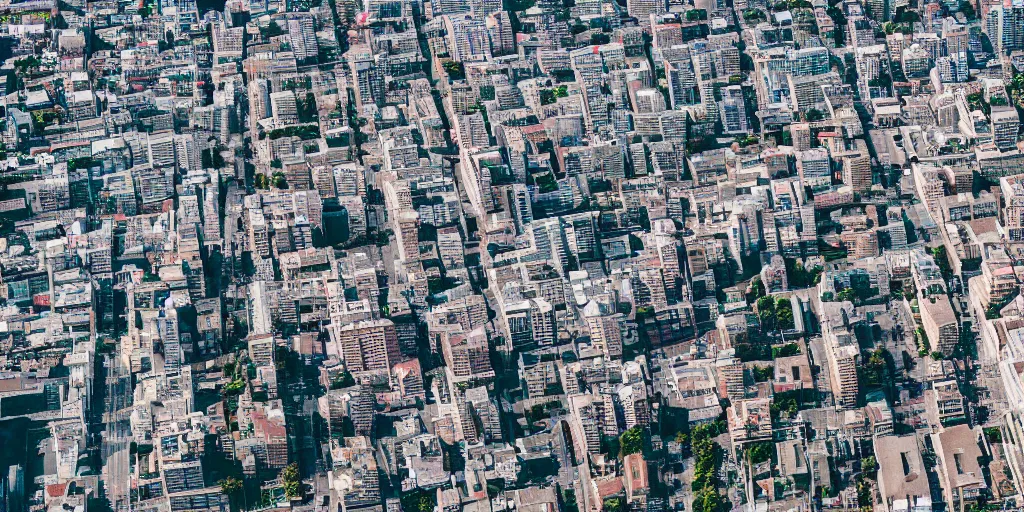 Image similar to drone view of a city with a large road through Brutalist architecture,sharp focus telephoto lens digital art 4k