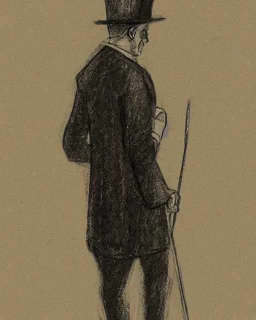 Image similar to a sketch of a person with a cane